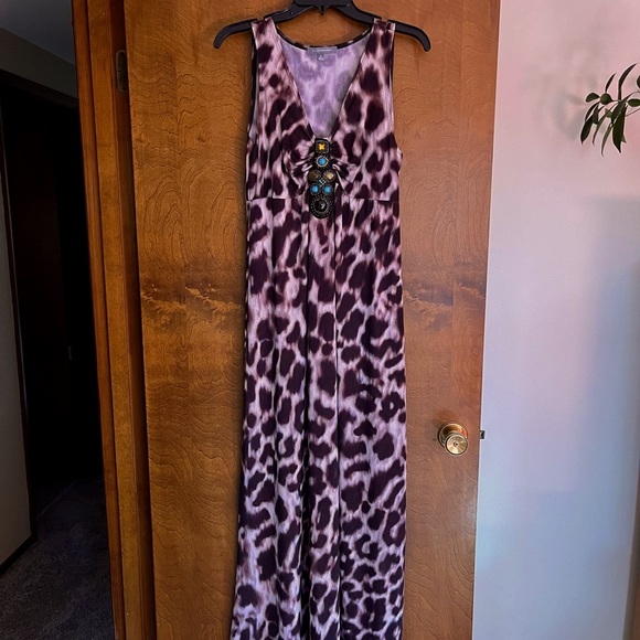 NY Collection Animal Print Maxi Dress Size Medium - Picture 6 of 12